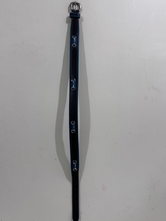 rag & bone Black Leather Belt with Blue Interior and Silver Hardware - Picture 3 of 13